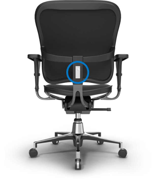 office chair with an iot device attached